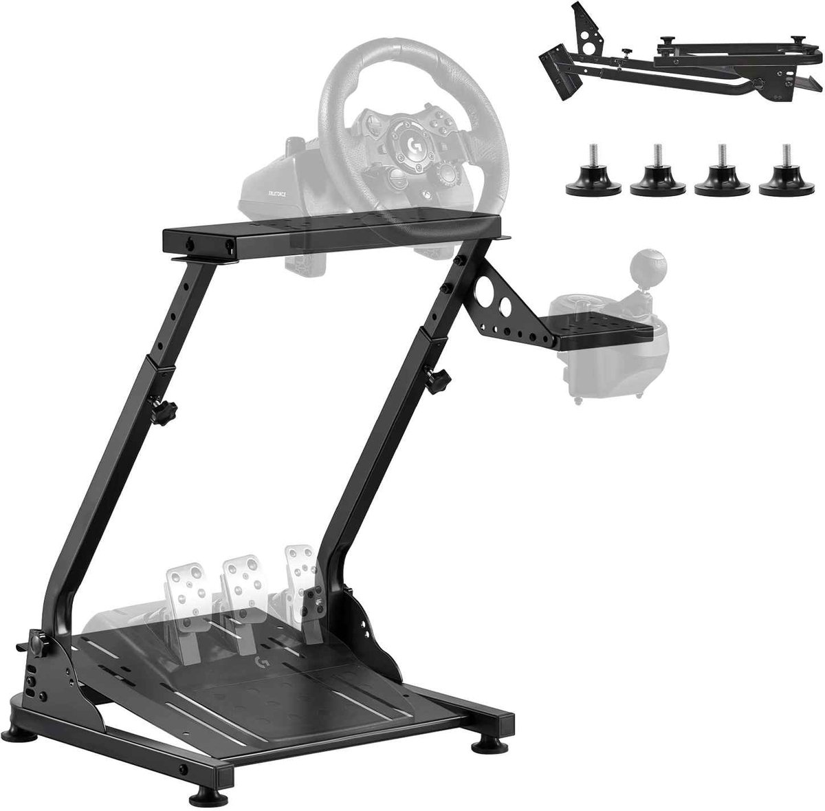 Bruinsma INEX Racestuur Standaard - Racing Wheel Stand - Racestuur Standaard Houder - Standaard Racestuur - Logitech G29 G27 G920 G923 - Thrustmaster T300RS T300GT TS-PC TSXW - Zwart