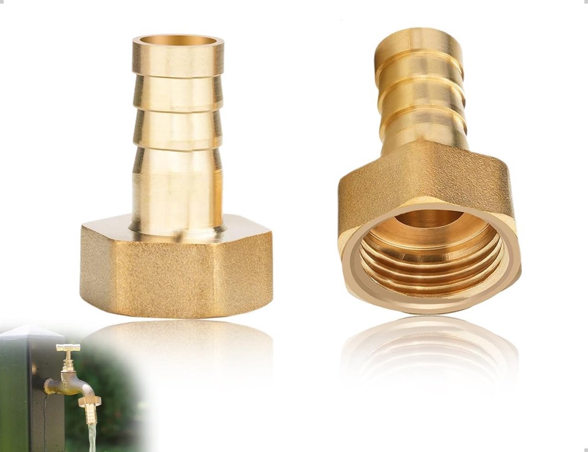 Messing Slangkoppeling - Slangaansluiting Binnendraad - Waterleiding Reparatie - Corrosiebestendig Materiaal - 2 Stuks 10mm - Messing