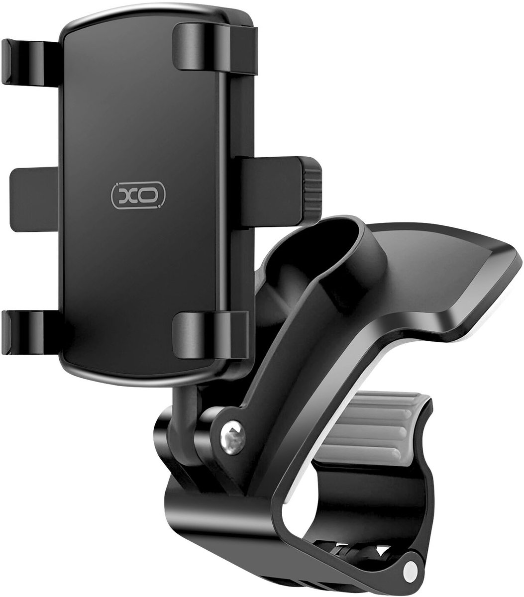 XO, 360° draaibare smartphone autohouder voor bevestiging op het dashboard, Zwart