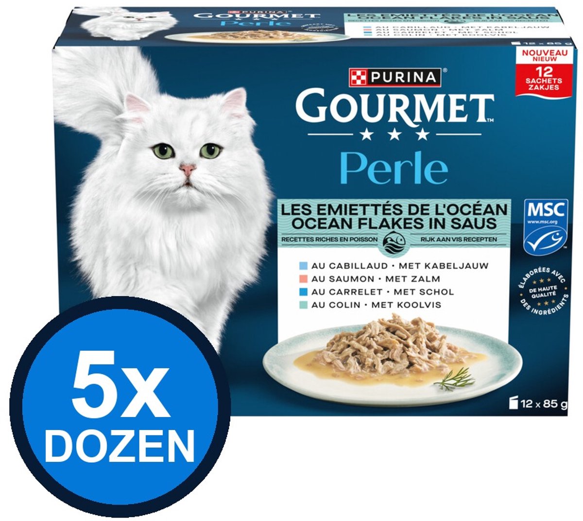 Gourmet Gourmet - Perle Ocean Flakes in Saus - Kattenvoer Natvoer - doos 12x85g