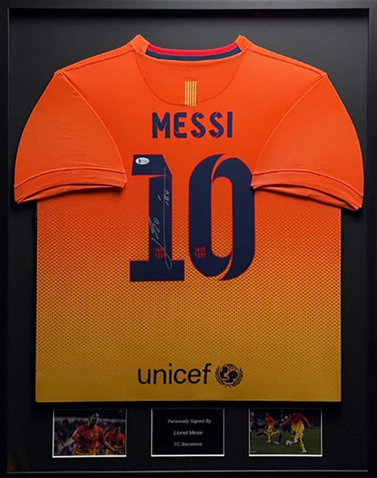 Lionel Messi gesigneerd FC Barcelona 12/13 ingelijst uit shirt