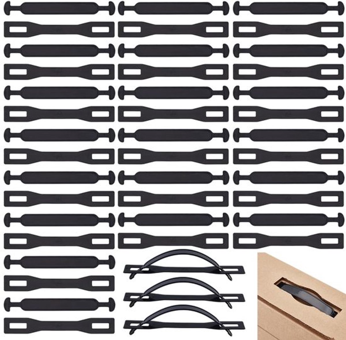 Vervangende doosgrepen - 120 sets zwart