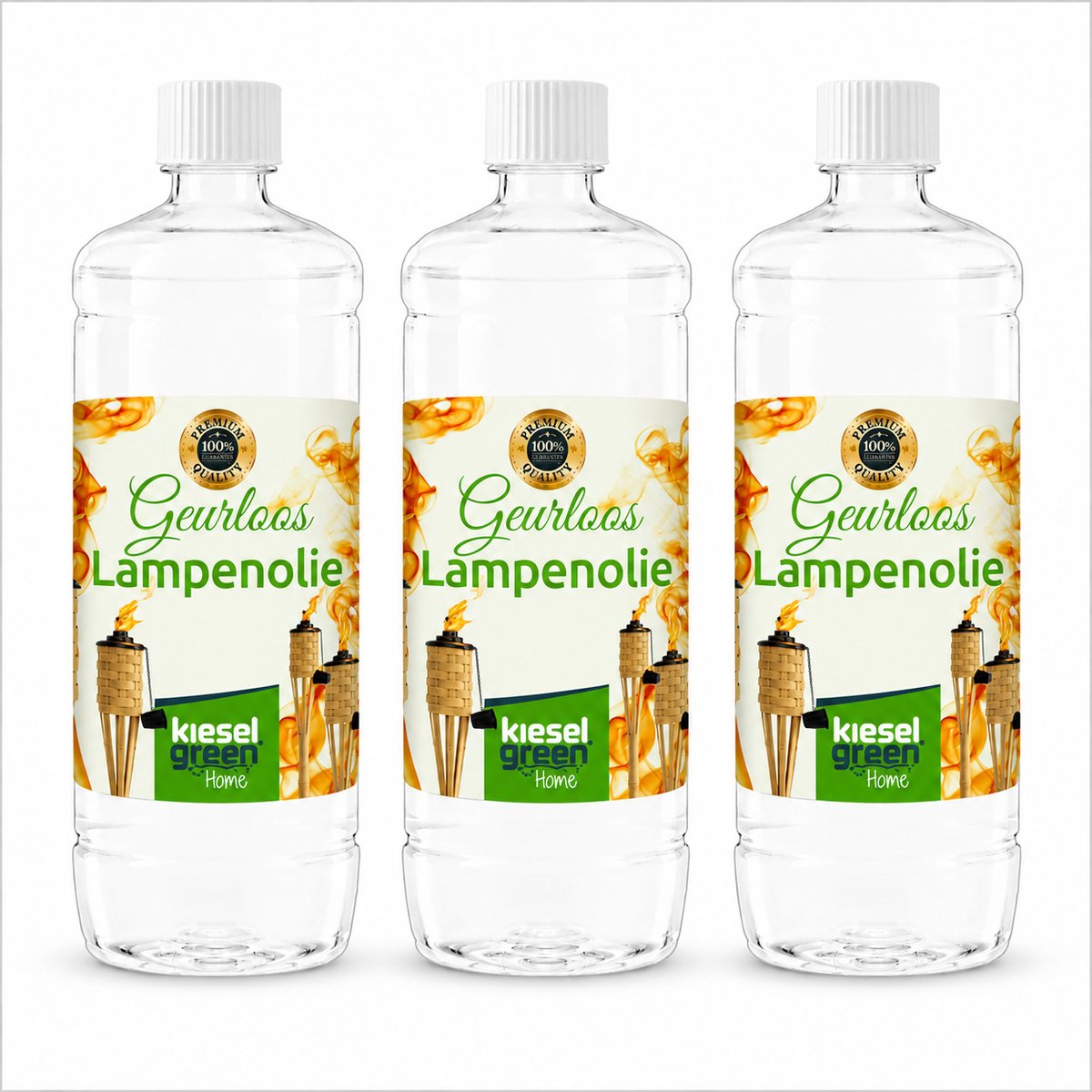 Kieselgreen Lampenolie 3 x 1 liter voor tuinlampen en fakkels geurloze olie met minimale rook en roetvorming