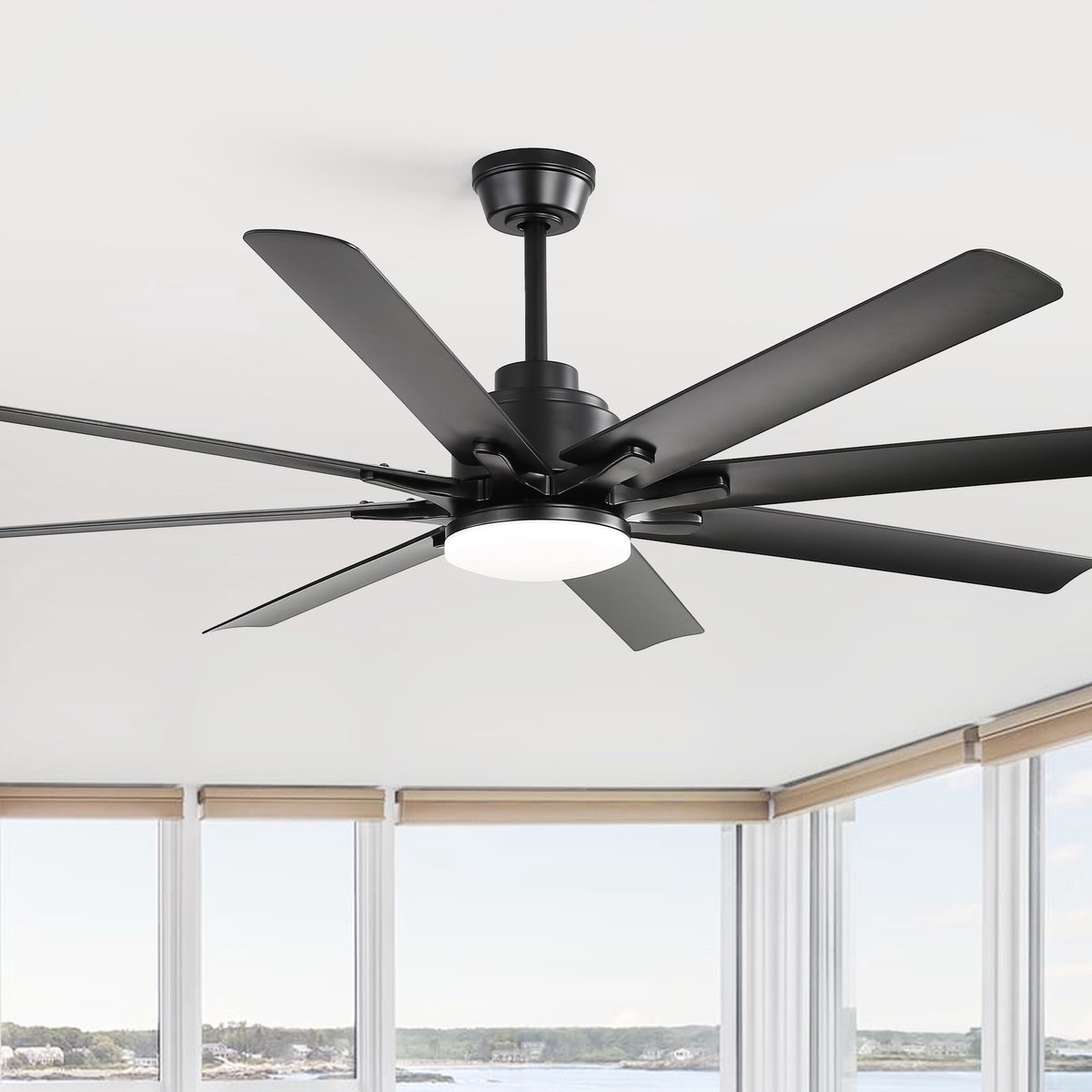Plafondventilator met Verlichting - 52 Inch - 8 ABS-bladen & Dimbaar - Zwart