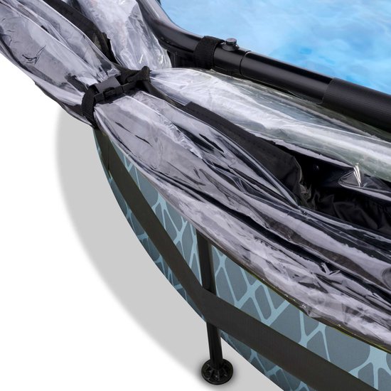 EXIT Stone Frame Zwembad ø300 - Opzetzwembad - met Filterpomp & Overkapping - Rond - Grijs
