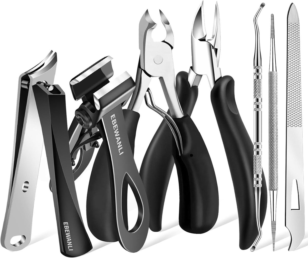 Thijox - Professionele Teennagelknipper Set voor Senioren - Dikke Teennagels, Schuine en Rechte Nagelknippers, 7-delige Set, Robuust Gereedschap voor