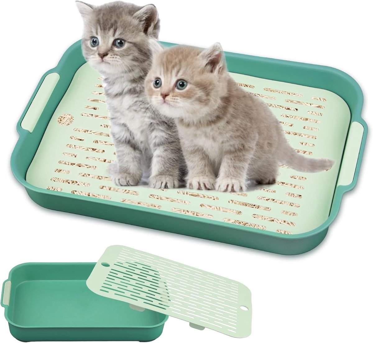 Huisdier Toilet Pot voor Konijnen en Kleine Dieren 37 x 24 x 5 cm met Rooster en Trainingsfunctie