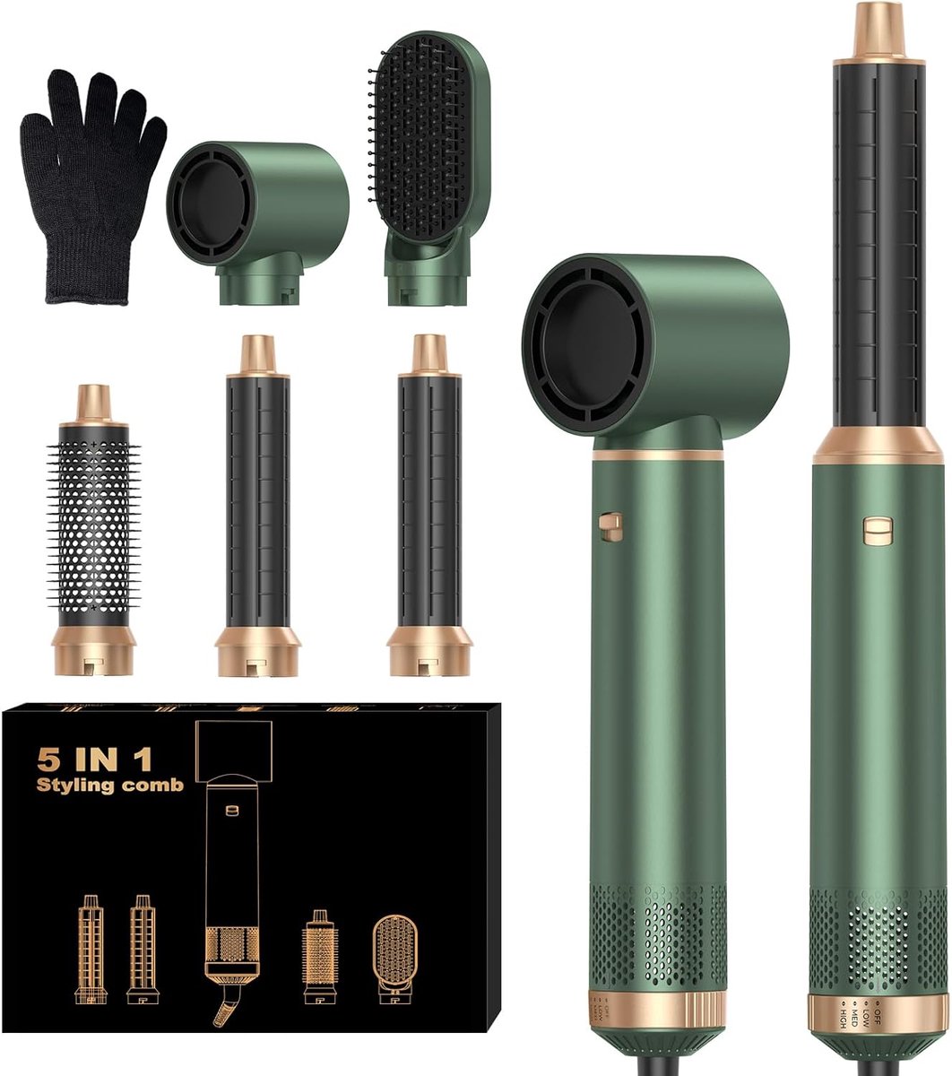 Thijox - OKWRAP Airstyler 5-in-1 Haardroger, Multifunctionele Föhn met Ionentechnologie, Volume & Krulstyler Haarborstel voor Vrouwen, Perfect voor Th