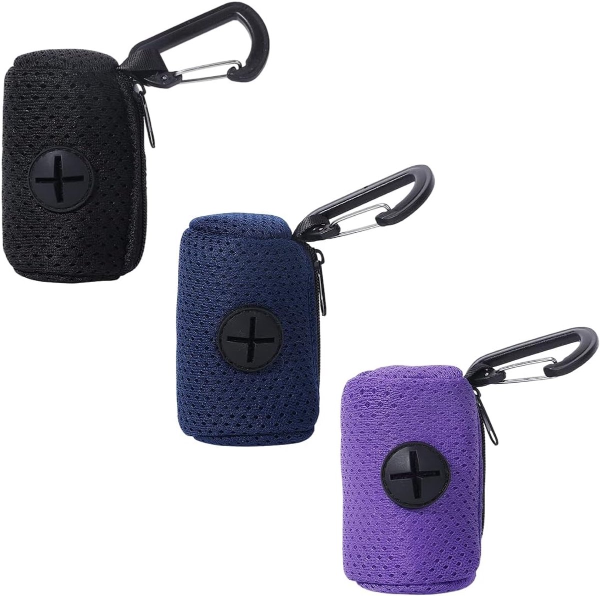 Hondenpoepzak Dispenser - Poepzak Houder - Honden Uitlaten - Kruisvormige Ritssluiting - 9 x 5 cm - Paars Marineblauw Zwart