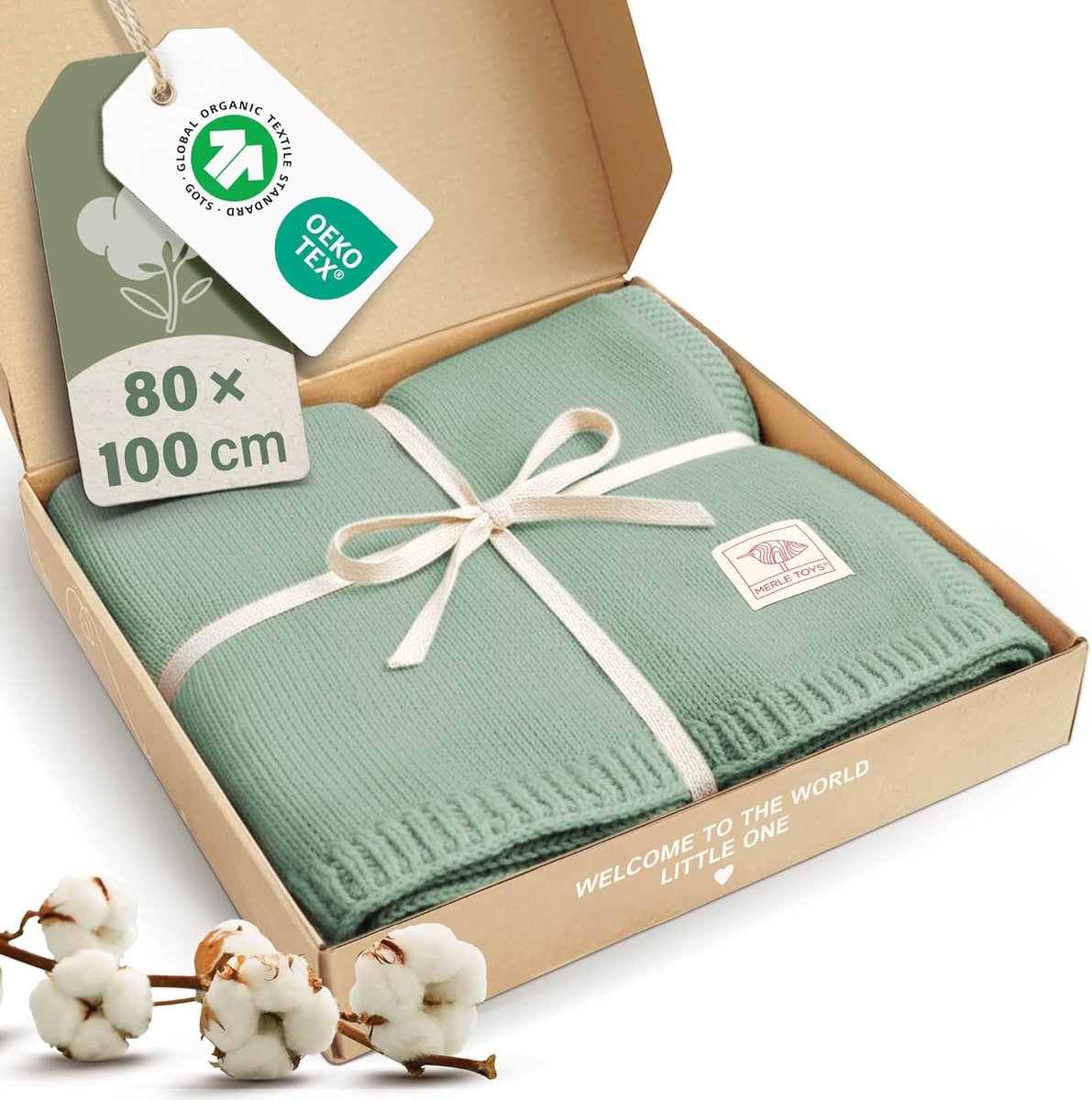 Thijox - Premium babydeken katoen 100% biologisch - GOTS & Oeko-Tex gecertificeerde gebreide babydeken voor pasgeborenen, knuffeldeken in verschillend