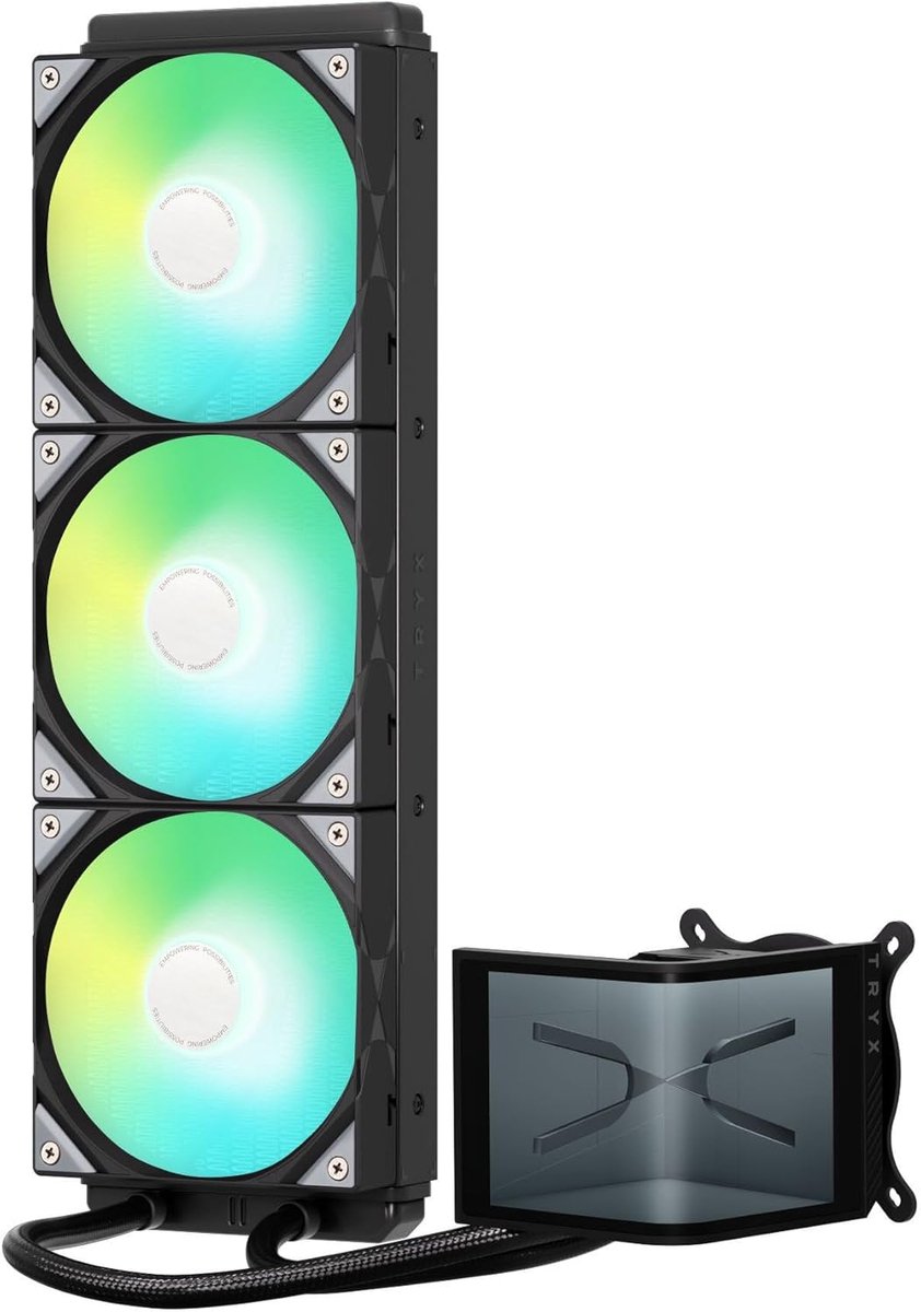 Thijox - TRYX PANORAMA SE ARGB 360 AiO Waterkoeling met 3D-AMOLED-display, 360 mm Radiator, ARGB-verlichting, Gaming Setup Upgrade, Premium Koelpresta