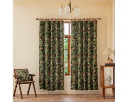 Polyester gordijnen met olieverfprint van wilde bloemen, vintage jacquardgordijnen met kwastjes en franjes voor interieurdecoratie, 145 x 22