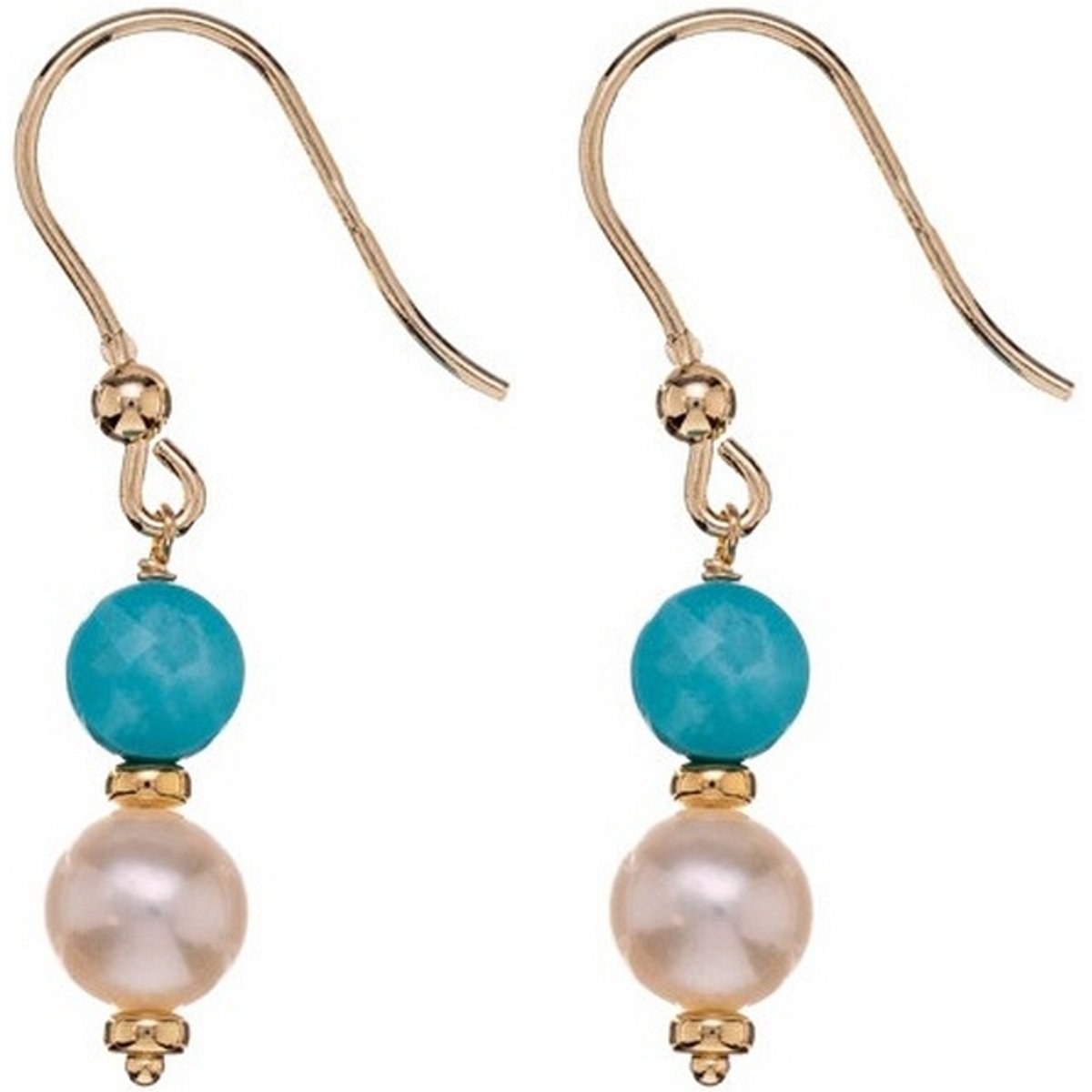 ALISIA AL5081.01.000 GOLD-PLATED OORHANGERS MET TURQUOISE EN PARELMOER 1 PAAR