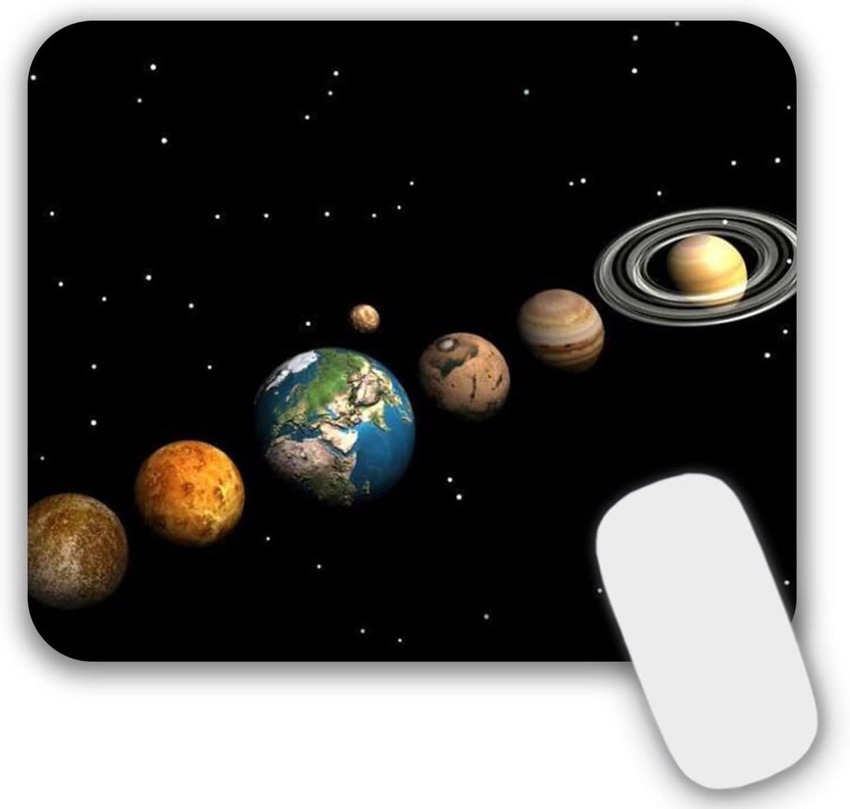 Kleine muismat met motief 24 x 20 x 0,3 cm - Zwarte antislip muismat voor PC en laptop, ideaal voor thuis en op kantoor