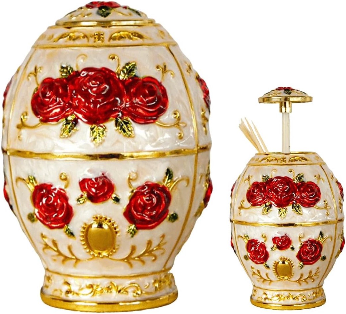 Elegante Automatische Tandenstoker Dispenser van Zinklegering met Bloemenpatroon, Draagbare Decoratieve Tandenstokerhouder voor Thuis, Restaurant en Bar, Perfect Cadeau voor Tandenstokers en Keukenaccessoires