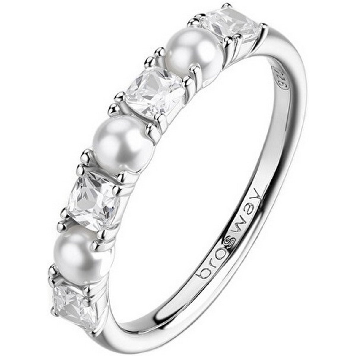 BROSWAY FANCY FIW178 - 60 MM - ZILVEREN RING MET ZIRKONIA'S EN PARELS 1 STUK