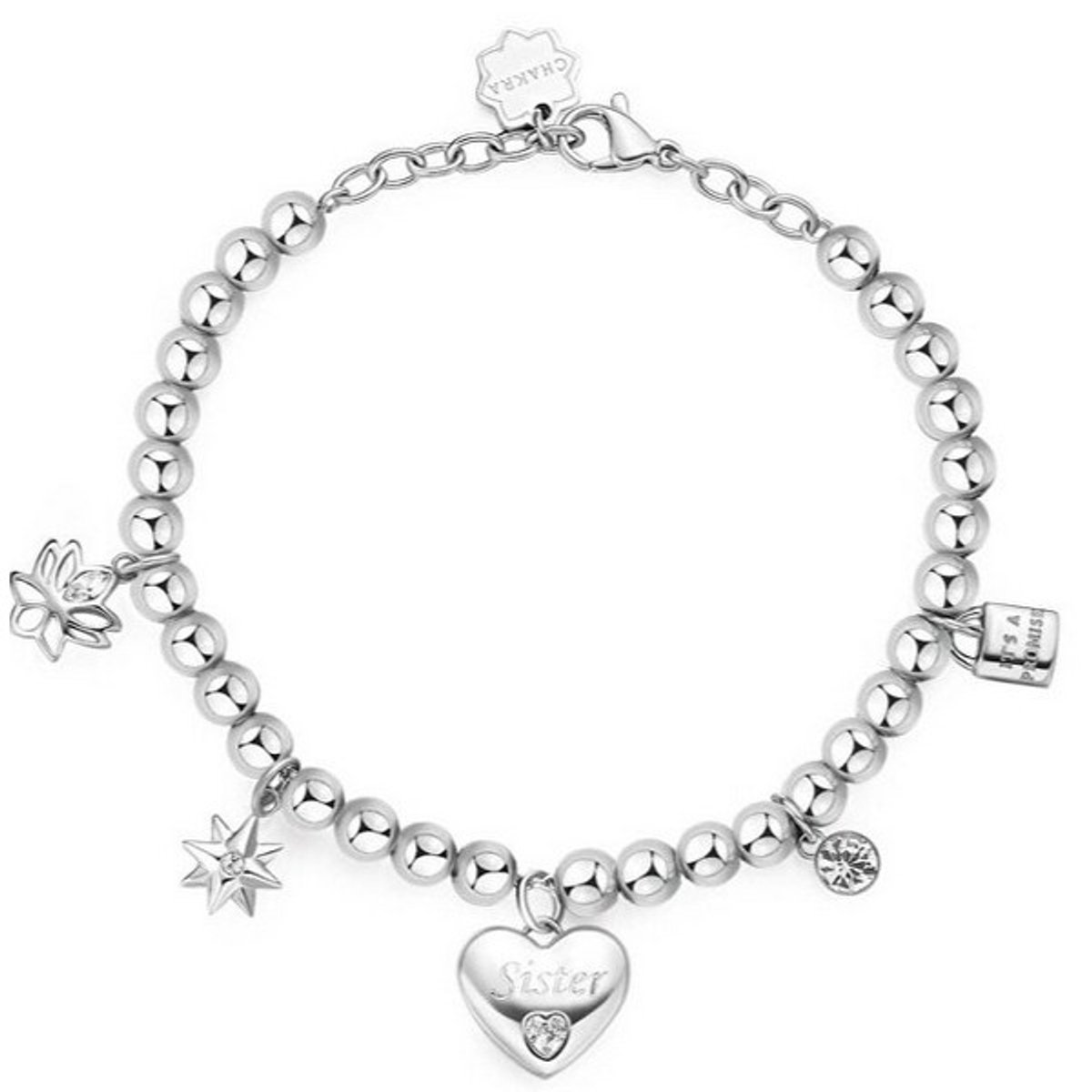 BROSWAY CHAKRA BHKB167 STAINLESS STEEL ARMBAND MET BEDELS EN KRISTALLEN 1 STUK