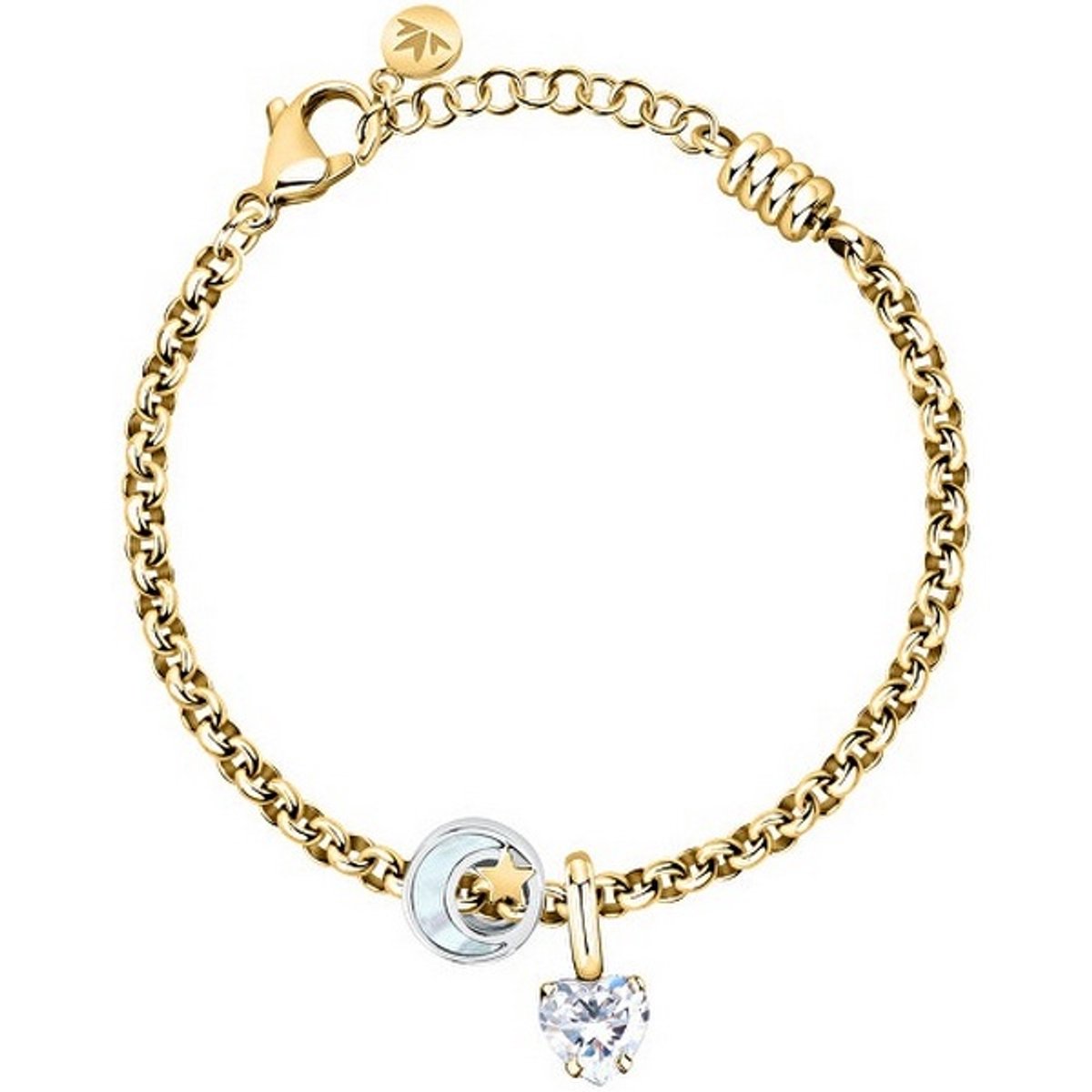 MORELLATO DROPS SCZ1377 GOLD-PLATED ARMBAND MET MAAN/STER BEDEL EN ZIRKONIA 1 STUK