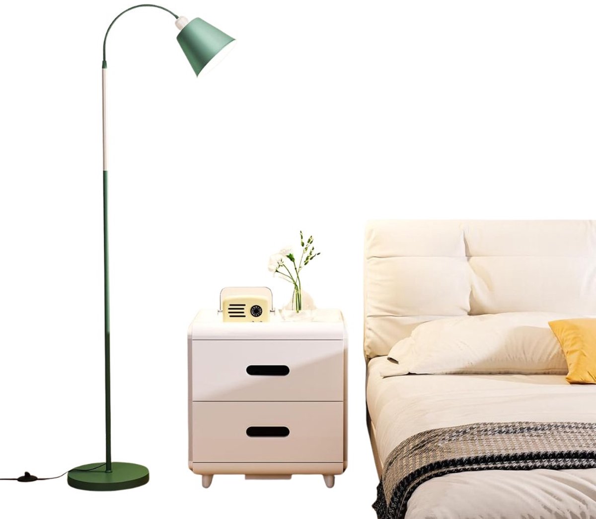 Ploutos® Booglamp - Dimbare Vloerlamp - Flexibele Lichtkop - Groen - 33cm x 29cm x 18cm