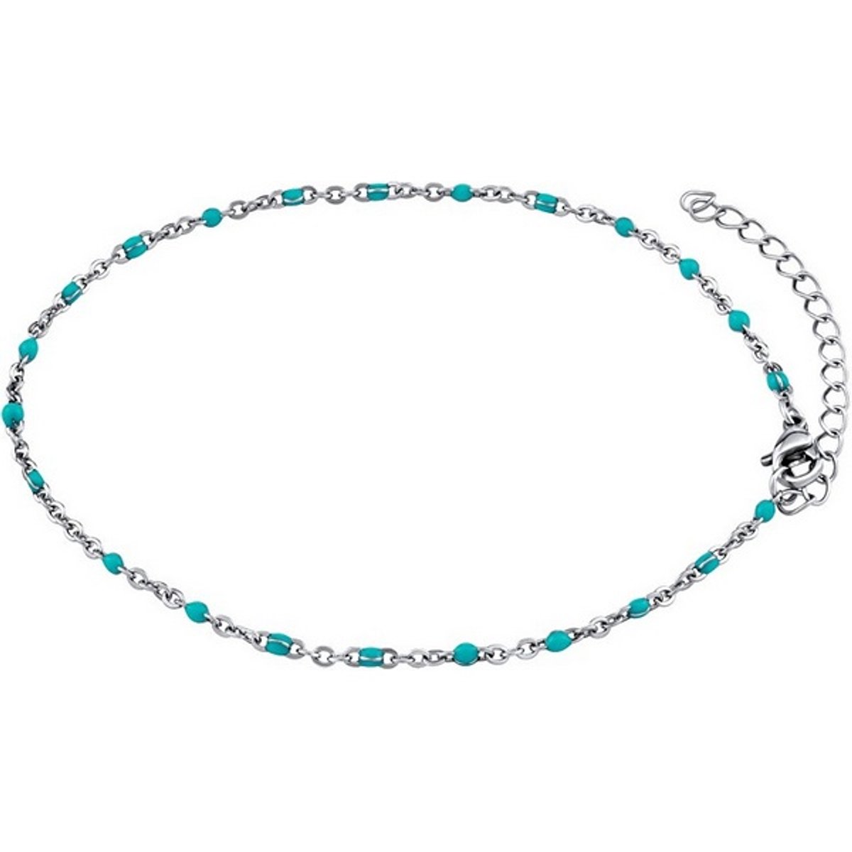 SILVEGO KMM1744 STAINLESS STEEL ENKELBANDJE MET TURQUOISE KRALEN 1 STUK