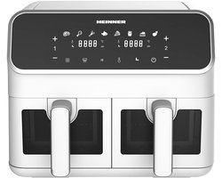 Heinner DualFry Supreme Dubbele Heteluchtfriteuse – 1700W – 8L Totale Capaciteit – Digitaal Display – Touchbediening – 8 Programma’s – SYNC & MATCH – Temperatuur 80–200°C – Wit – 3 Jaar Garantie