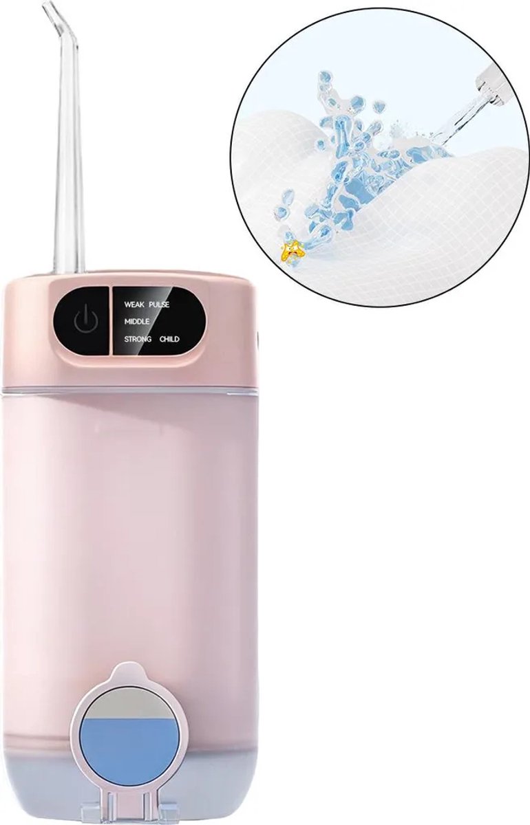 Deze draadloze waterflosser/elektrische tandenreiniger biedt optimale verzorging Geschikt voor uw tanden en tandvlees. Hij is Geschikt voorzien van USB Type-C-opladen, een IPX7-waterdichtheidsclassificatie, 4 opzetstukken en 5 reinigingsstanden.