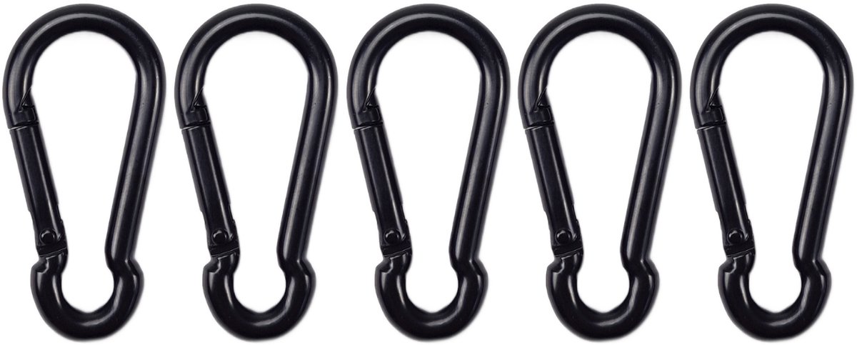 BCF-Products - Karabijnhaak - 6x60mm - 5 stuks - Zwart - Musketonhaak - Carabiner