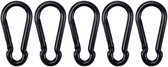 BCF-Products - Karabijnhaak - 6x60mm - 5 stuks - Zwart - Musketonhaak - Carabiner
