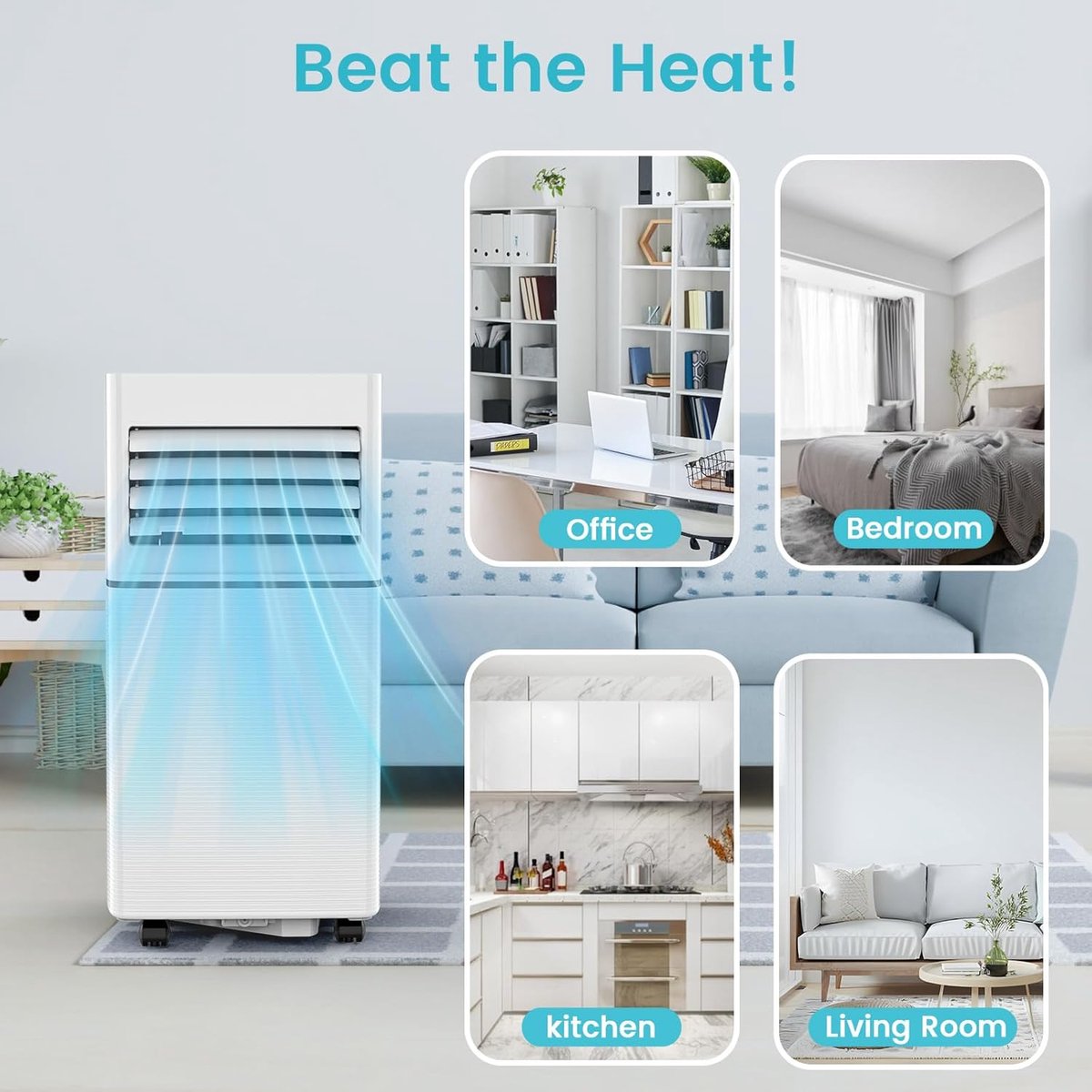 Mobiele airco 10000 BTU stil draagbaar met ontvochtiger, afstandsbediening en 4-in-1 functie – foto 4