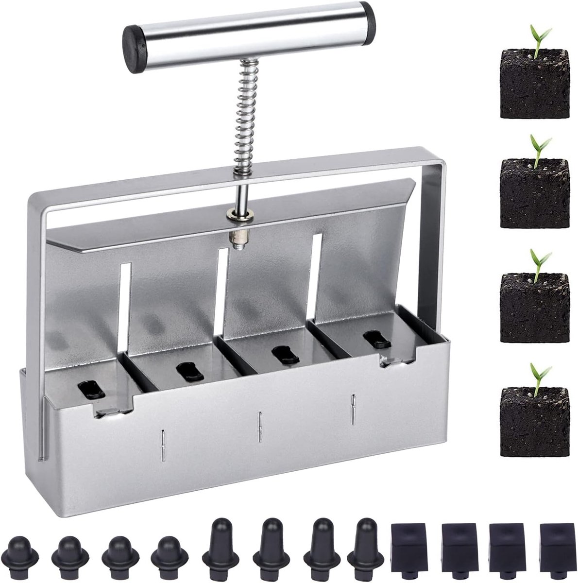 Thijox - Handmatige Aardepers Grondmaker Set van 5 cm - Micro Grondblokker voor Stekpotjes Vullen - Minimaliseert Wortelschade en Voorkomt Wortelbindi