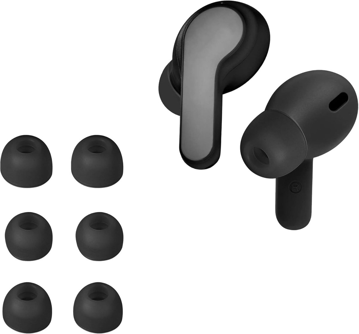 Thijox - 6x Siliconen Oordopjes voor In-ear Oortjes - Vervangende Covers Compatibel met Wave Beam/Beam 2/Wave 200TWS - Zwart - 3 Maten voor Perfecte P