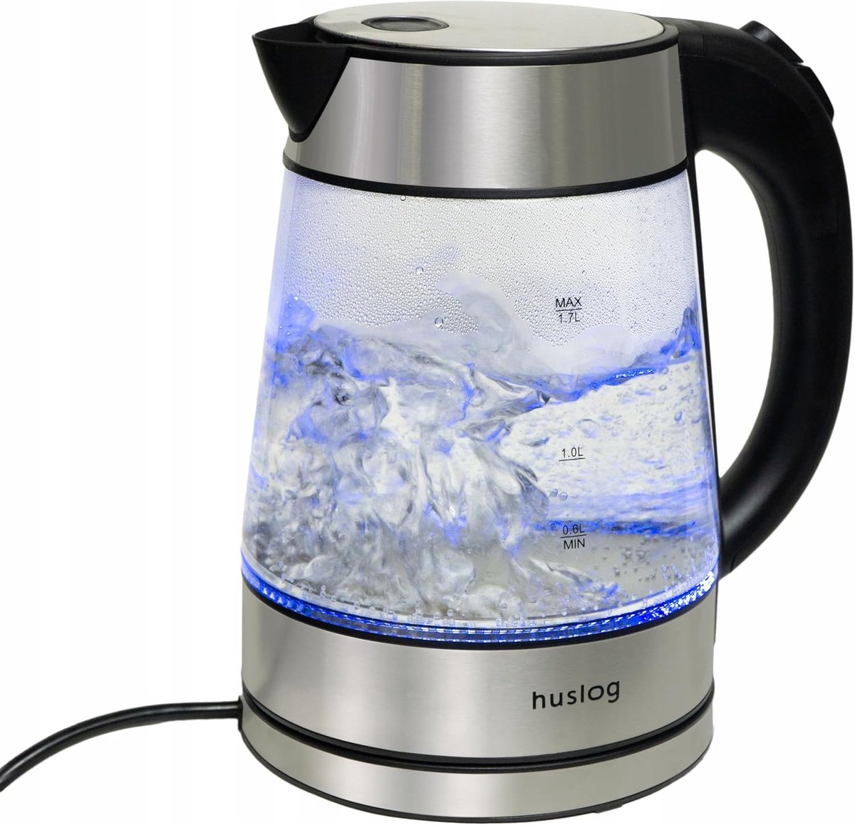 Thijox - Waterkoker Glas 1,7 Liter 2200 Watt met Ledverlichting, 100% BPA-vrij, Verdikt Glas, Kalkfilter, 360° Roestvrijstalen Sokkel, Droogbeschermin