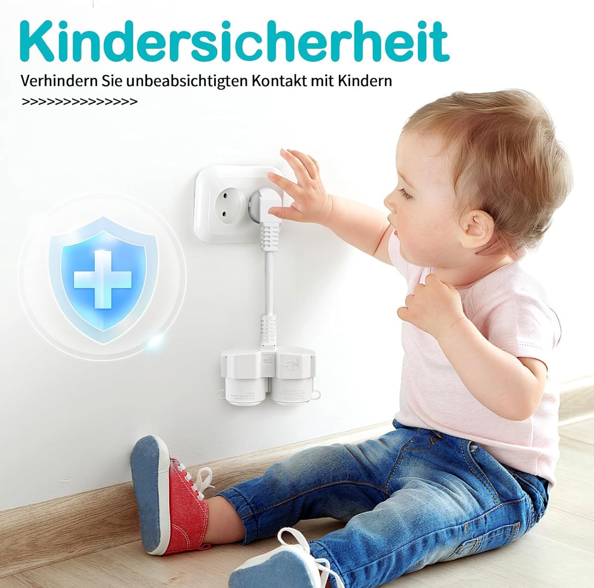 Thijox - Dubbele stekker voor stopcontact, waterdicht IP44, geaard dubbel stopcontact, 2-voudig dwars, ideaal voor thuis, kantoor, buiten, wit