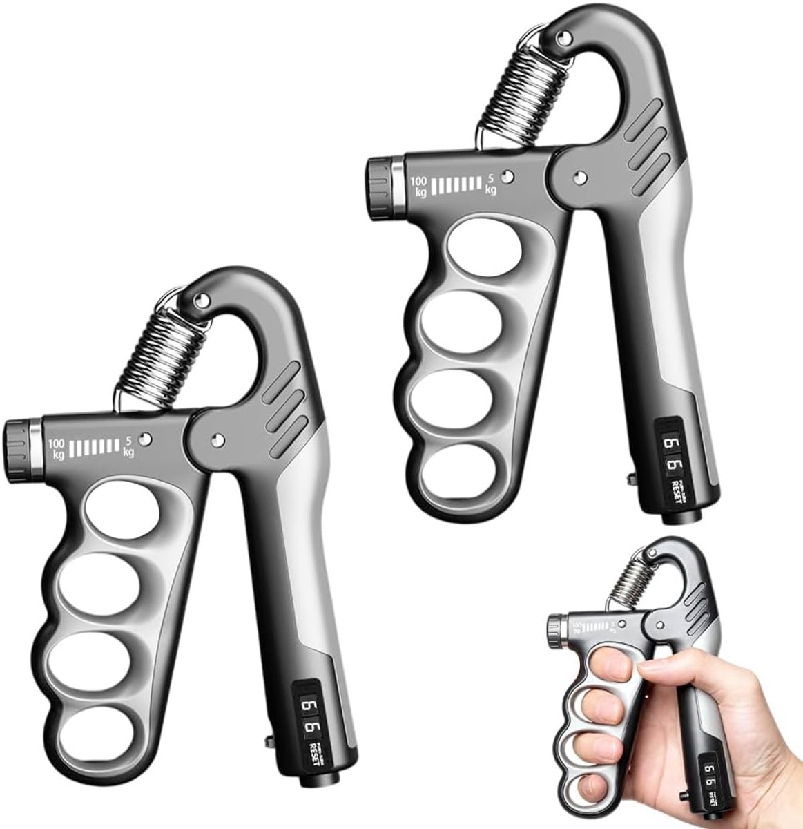 SnelShoppen - Hand Trainer Verstelbaar 5-100 kg - Versterker voor Onderarm met Telling - Duurzaam Plastic en Metaal - Ideaal voor Thuis en Sport