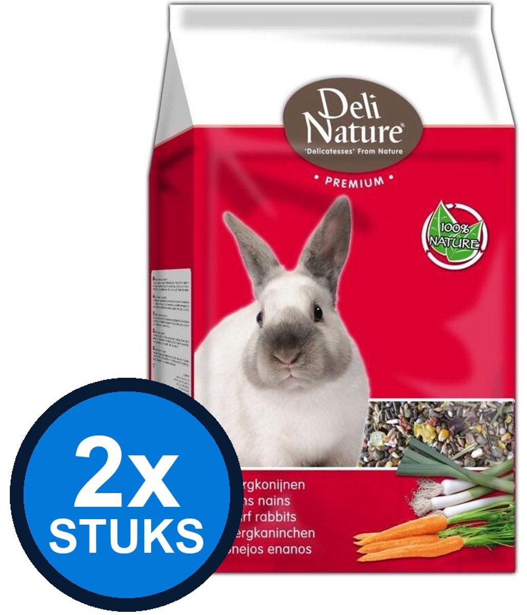 2x Deli Nature - Premium konijnen 3kg - Knaagdierenvoer - 3 kg