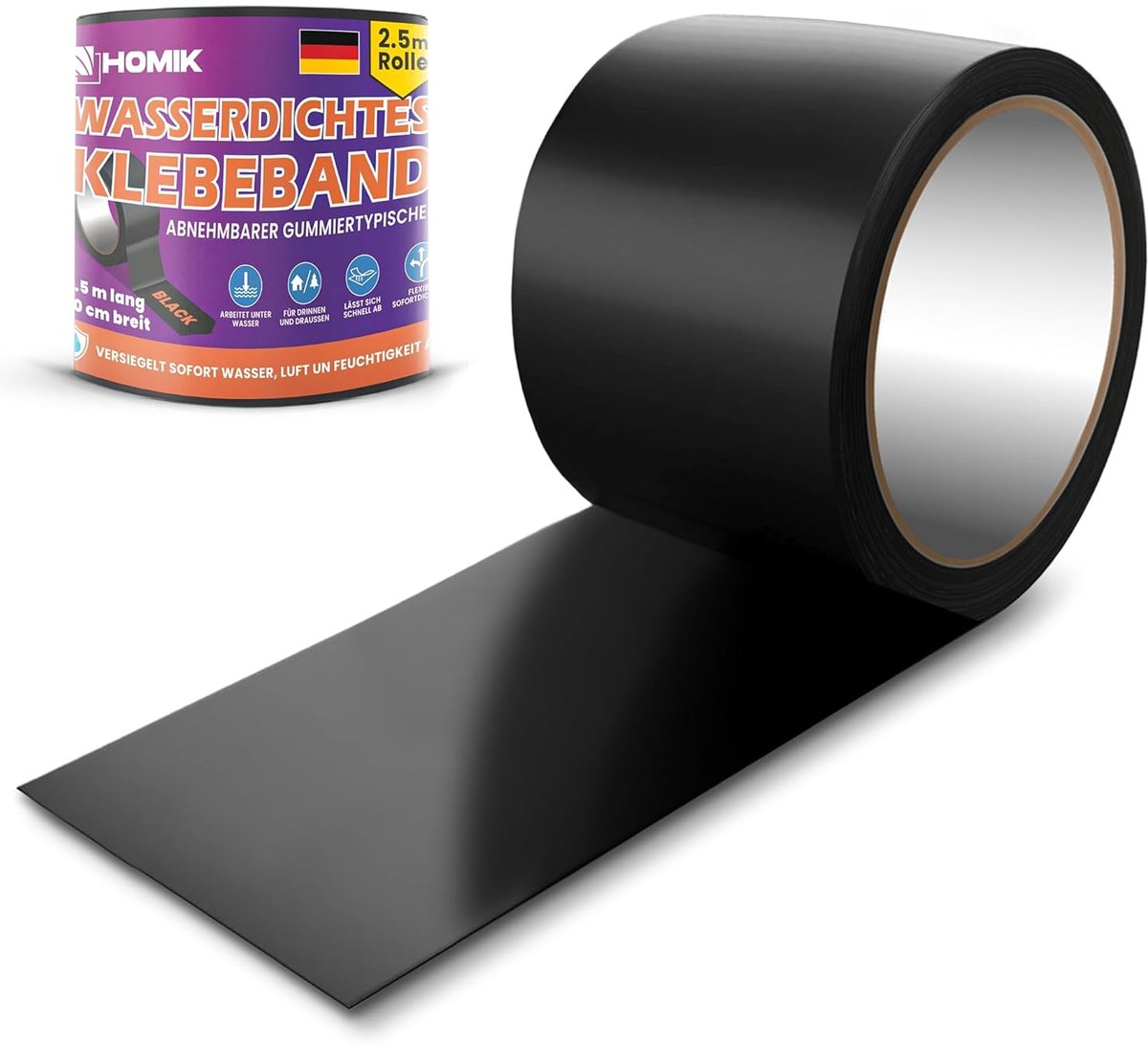 Thijox - Extreem Sterk Waterdicht Plakband voor Buiten en Binnen - Dakreparatietape 10cm x 2.5m - UV-bestendig Duct Tape - Zelfhechtend Plakband - Zwa