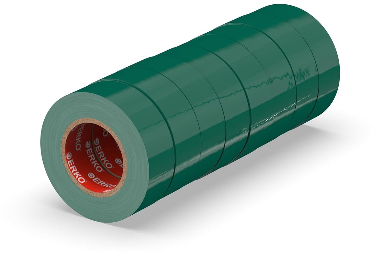 SnelShoppen - Isolatietape 19mm x 20m Groen 8 Stuks voor Elektrische Lijnen, Hoge Flexibiliteit en Hechting, PVC Isolatie Tape, Sealing Tape voor Repa