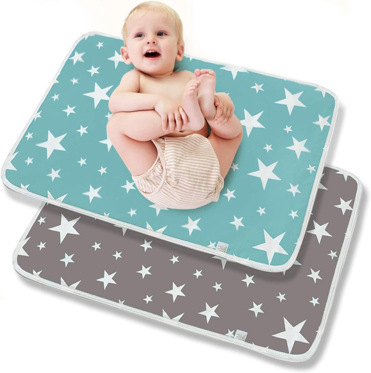 Aankleedkussen Baby - Reizen - Draagbare Aankleedmatten - Waterdichte - Hand Wasbaar - Opvouwbare - Verkleedmat - Urinoir Pad - Pasgeboren Peuters - Vrouwelijke Ouderen Huisdieren - Set van 2 - 50 x 70 cm verschoningsmatje met luieretui