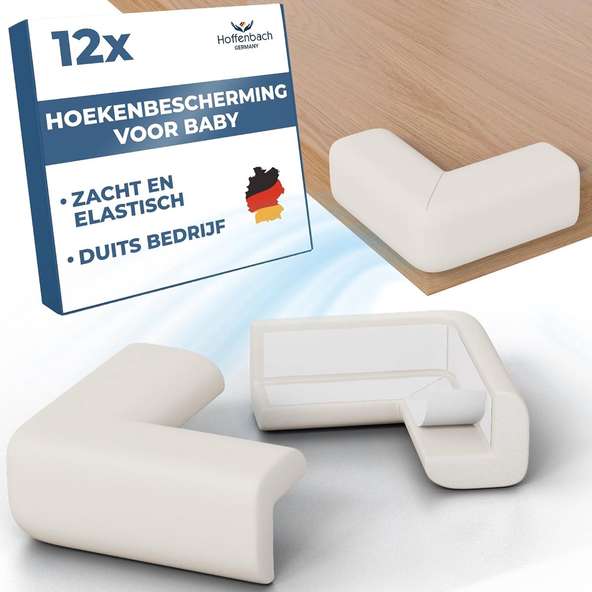 Thijox - 12x Hoekenbescherming voor Baby - Zelfklevende Hoekrandbeschermers van Rubber met Dubbelzijdige Tape - Tafelrandbescherming voor Hoeken, Meub