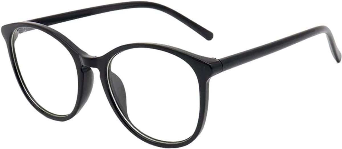 Thijox - Blauwlichtfilterbril Retro voor Mannen en Vrouwen, Veerscharnieren, Krasbestendig, Zwart, Heldere Lens, Oogvermoeidheid Verminderen, Voor Com