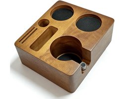 Verstelbaar espresso tamper station van walnoot, multifunctionele koffietamperhouder voor 51 mm/54 mm, ideaal voor barista's en koffieliefhebbers