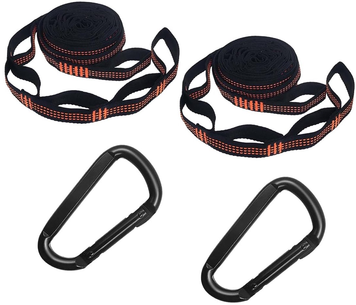 Dailygoods- Hangmat Bevestiging - 2 Pak - 2m Touw - 2 Zware Karabijnhaken - Versterkte Polyestervezels - Draagvermogen tot 300 kg - Hangmat Ophangset
