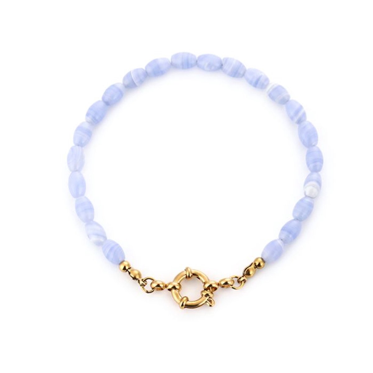 Bijoutheek Armband (Sieraad) Kralen Ovaal Fijn Light Blue