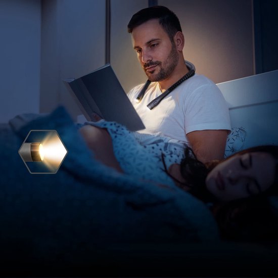 LED-leeslamp - Neklamp - Draagbare leeslamp - Knutsellamp - Hobbylamp - Draagbaar en dimbaar - Geschikt voor lezen in de slaapkamer en buiten - Oogvriendelijk - 1000 mAh - Zwart — afbeelding 3