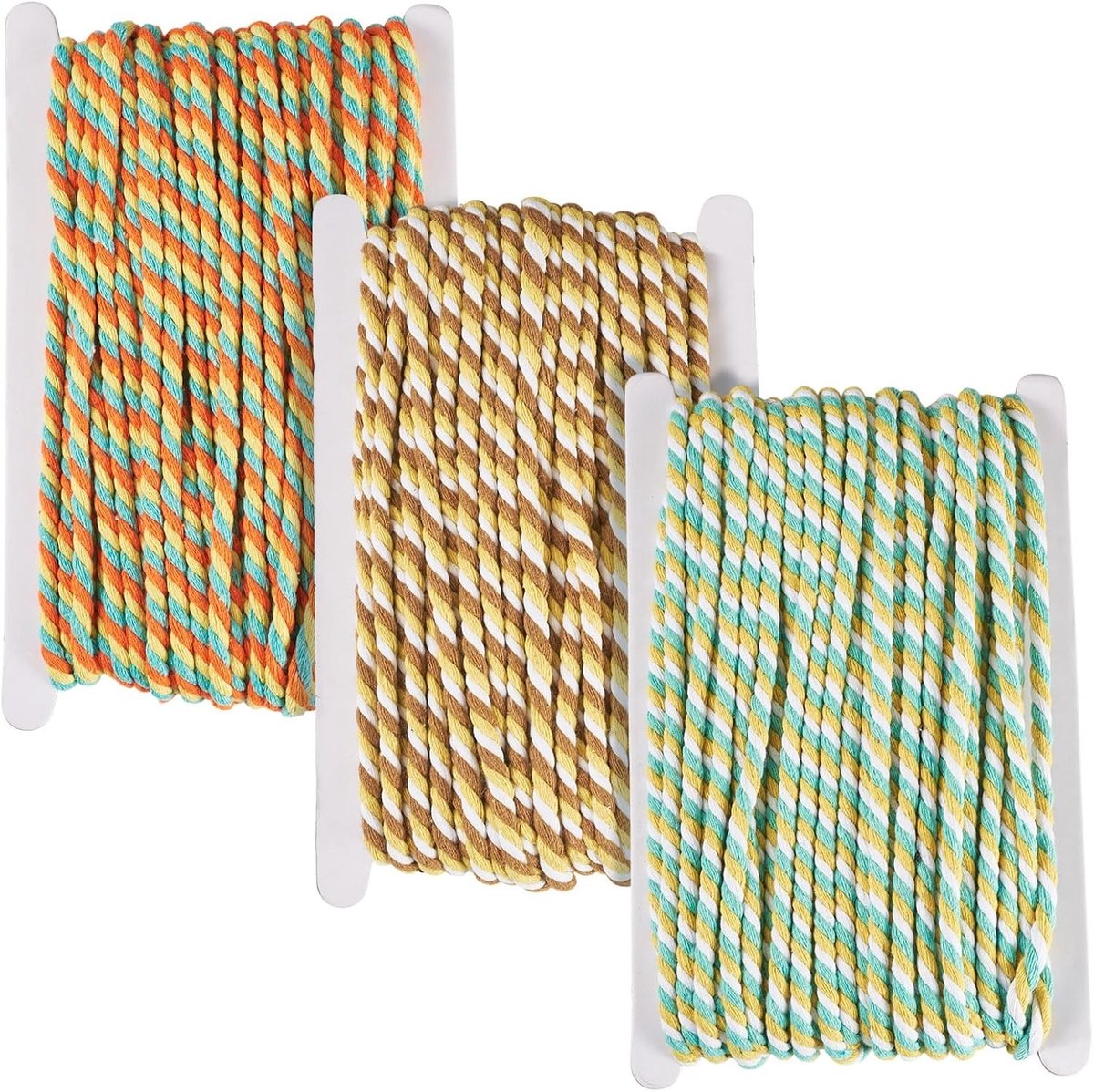 60m Polyester Twisted Cords 6mm in 3 Kleuren - 3 Ply Macrame Touw voor DIY Creaties, Huisdecoratie en Cadeauverpakking, Bruin