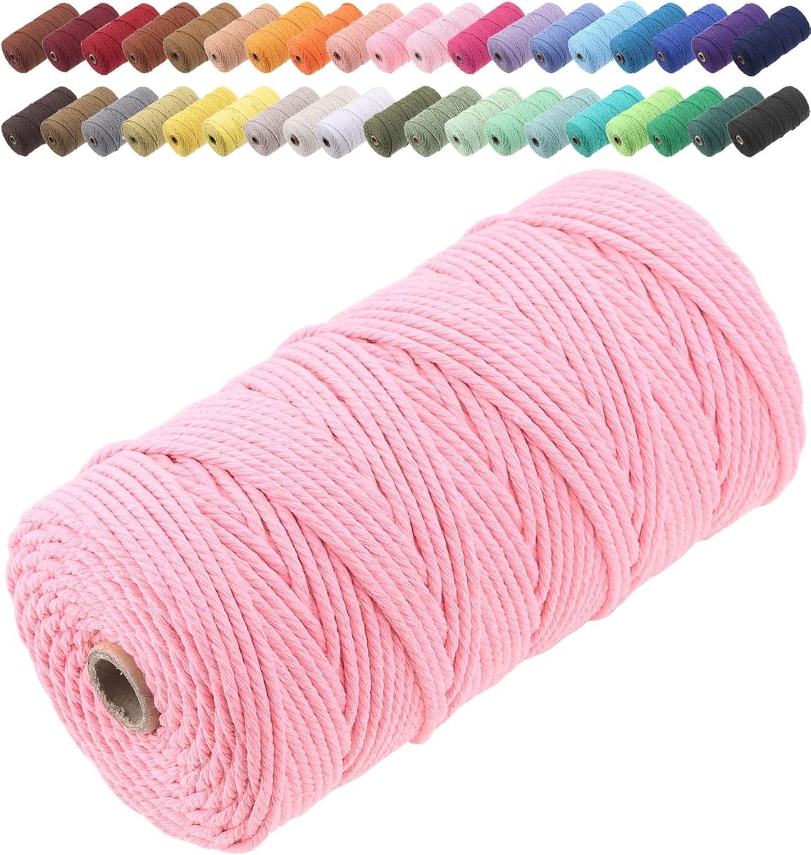 Katoenen Macramé Touw 3 mm x 150 m, Sterk en Zacht, Ideaal voor Macramé Projecten en Creatieve Handwerken