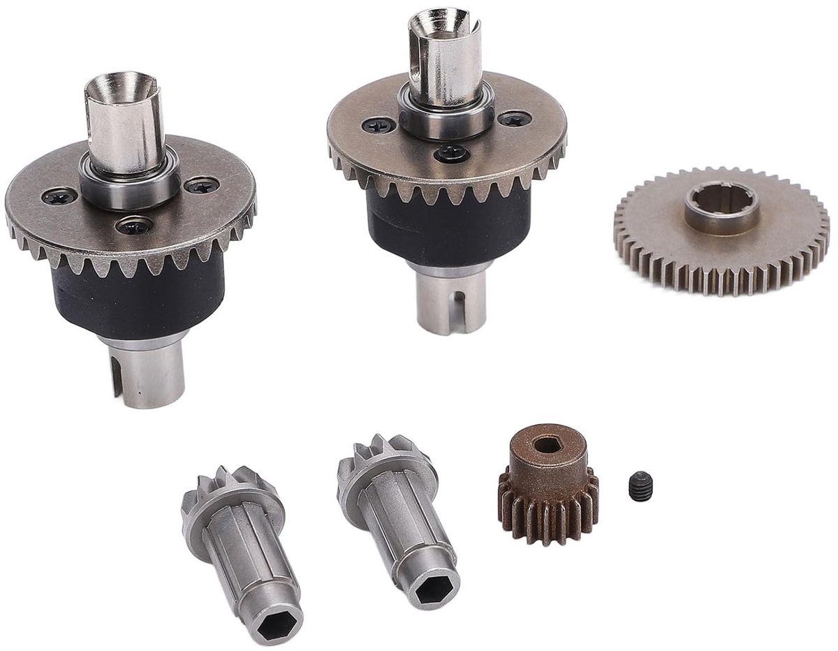 Differential Kit voor RC Auto's, Metalen Differentiëlen en Tandwielen, Hoge Hardheid, Aluminium Constructie, Geschikt voor 1/16 Schaal Modellen