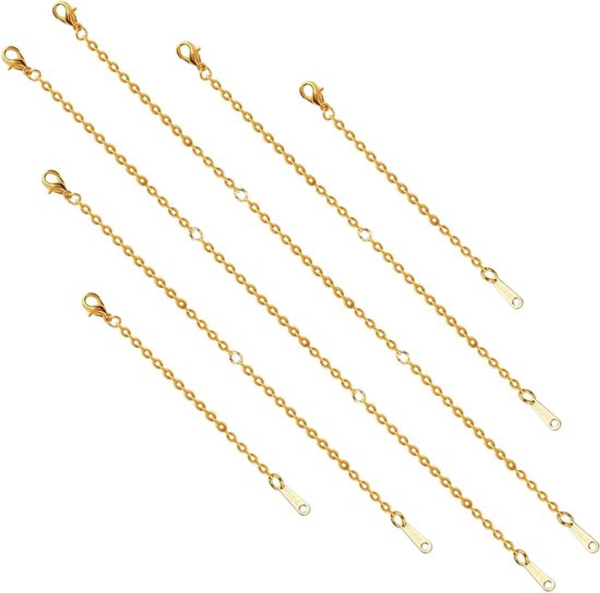Kettingverlengingskettingen - Roestvrijstalen Sieradenverlengers - Karabijnsluiting - Ketting Armband Enkelband - 6 Stuks - Geschikt voor Sieraden - Goud.