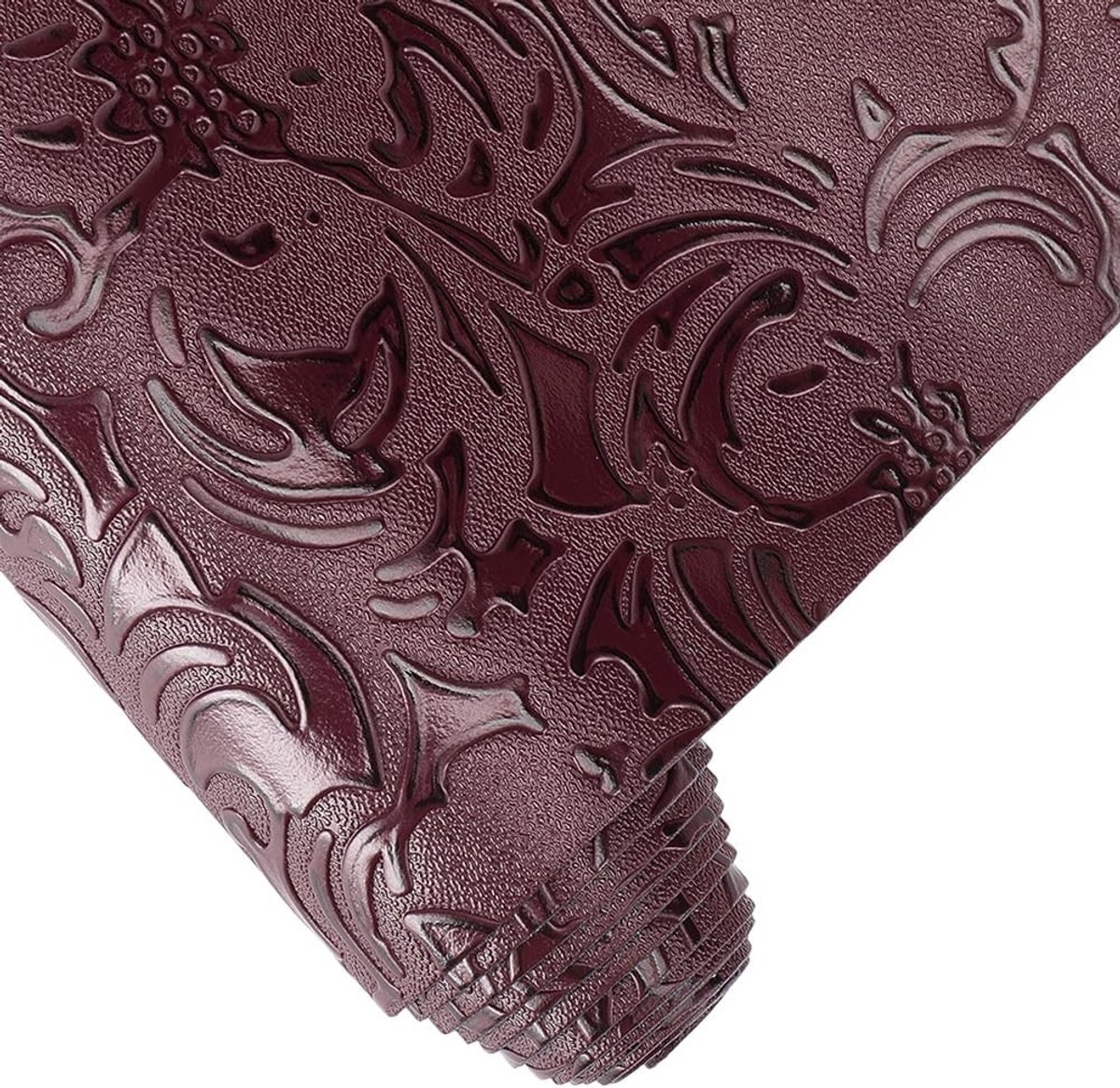 1 inch PU leren rollen bedrukt voor ambachten donkerrood vintage stijl grote bloemenstructuur voor naaien, stofferen en handgemaakte tassen