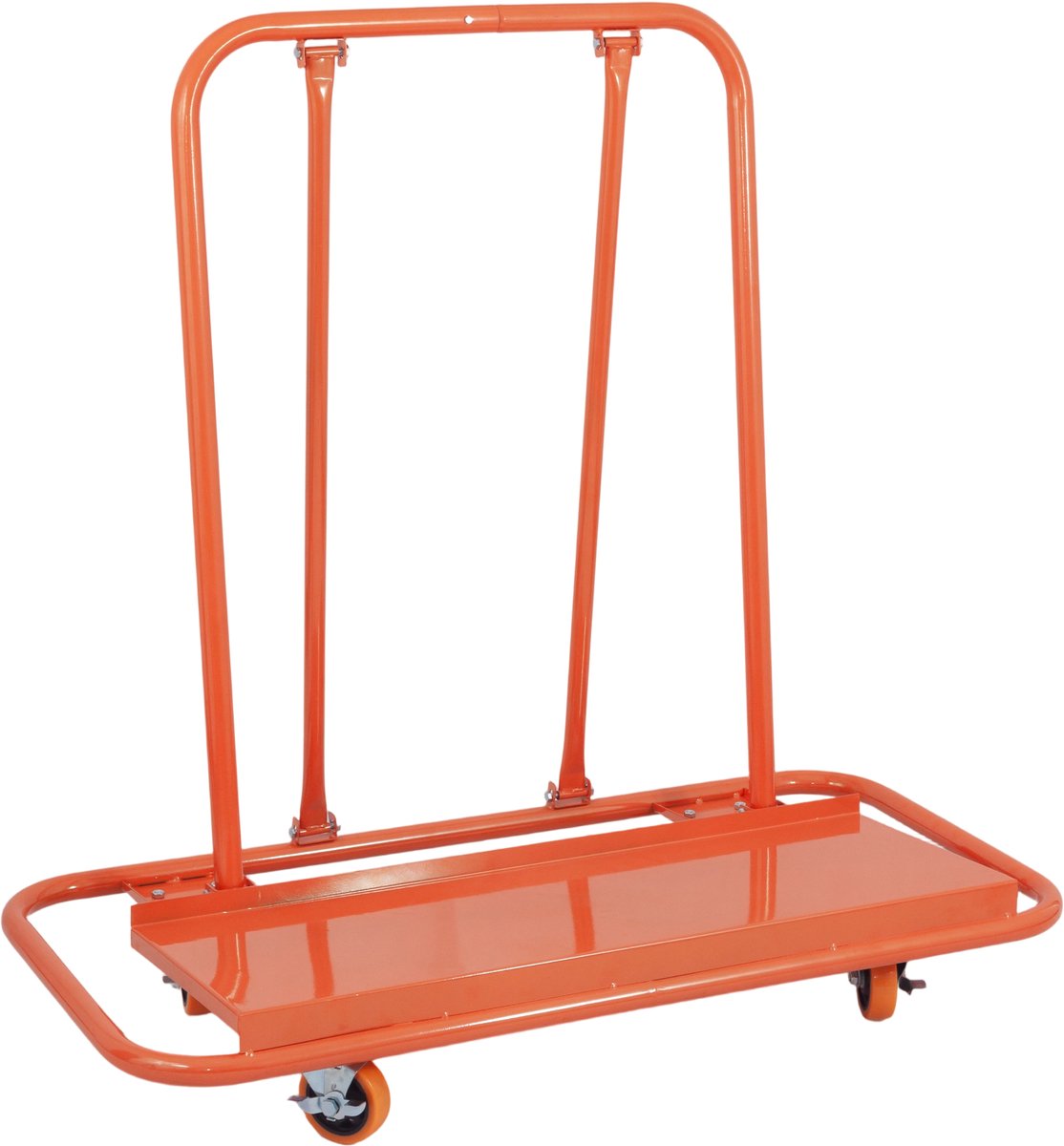 Plattenwagen voor gipsplaten - 1000 kg draagkracht - met 4 zwenkwielen & remmen - Oranje